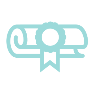 graphic of a rolled certificate with a ribbon on the front